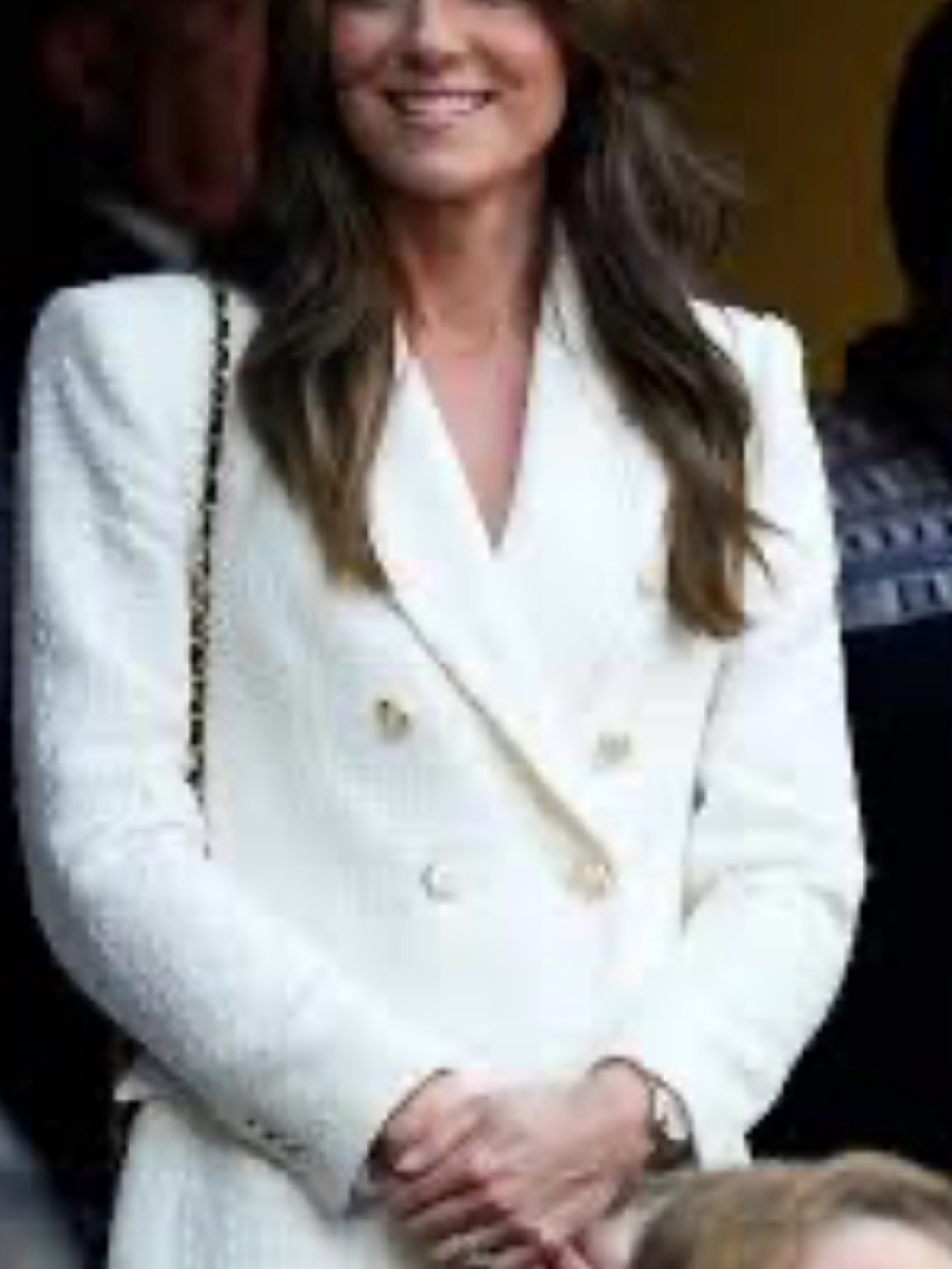 ZARA ECRU GOLD BUTTON DBL BREASTED BLAZER BLOGGERS FAVE KATE MIDDLETON TWEED XS - Picture 13 of 13
